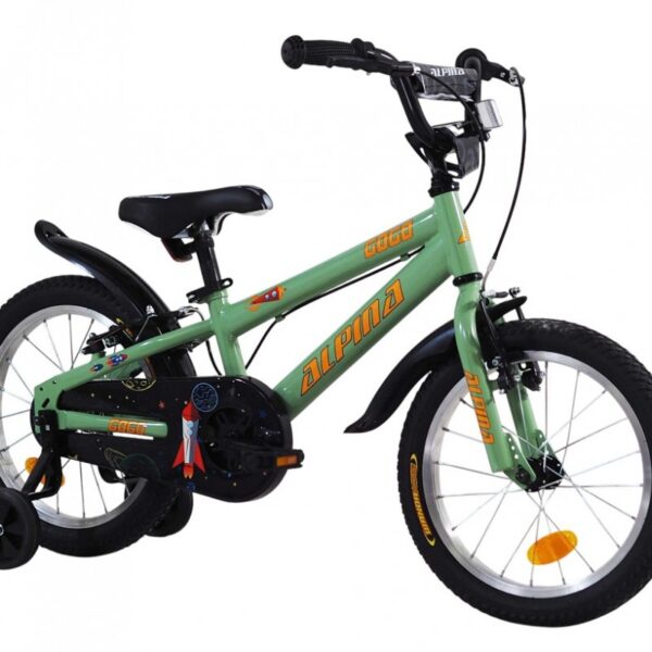 Παιδικό Ποδηλατο Alpina 14'' GoGo πράσινο με βοηθητικές και v-brake